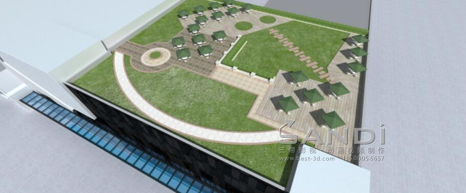 文化中心建筑外观展示动画